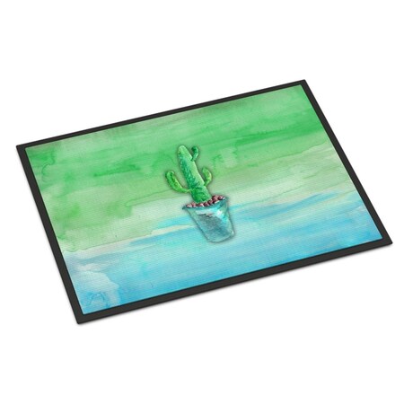 Carolines Treasures 18 x 27 in. Cactus Teal & Green Watercolor Indoor or Outdoor Mat BB7362MAT